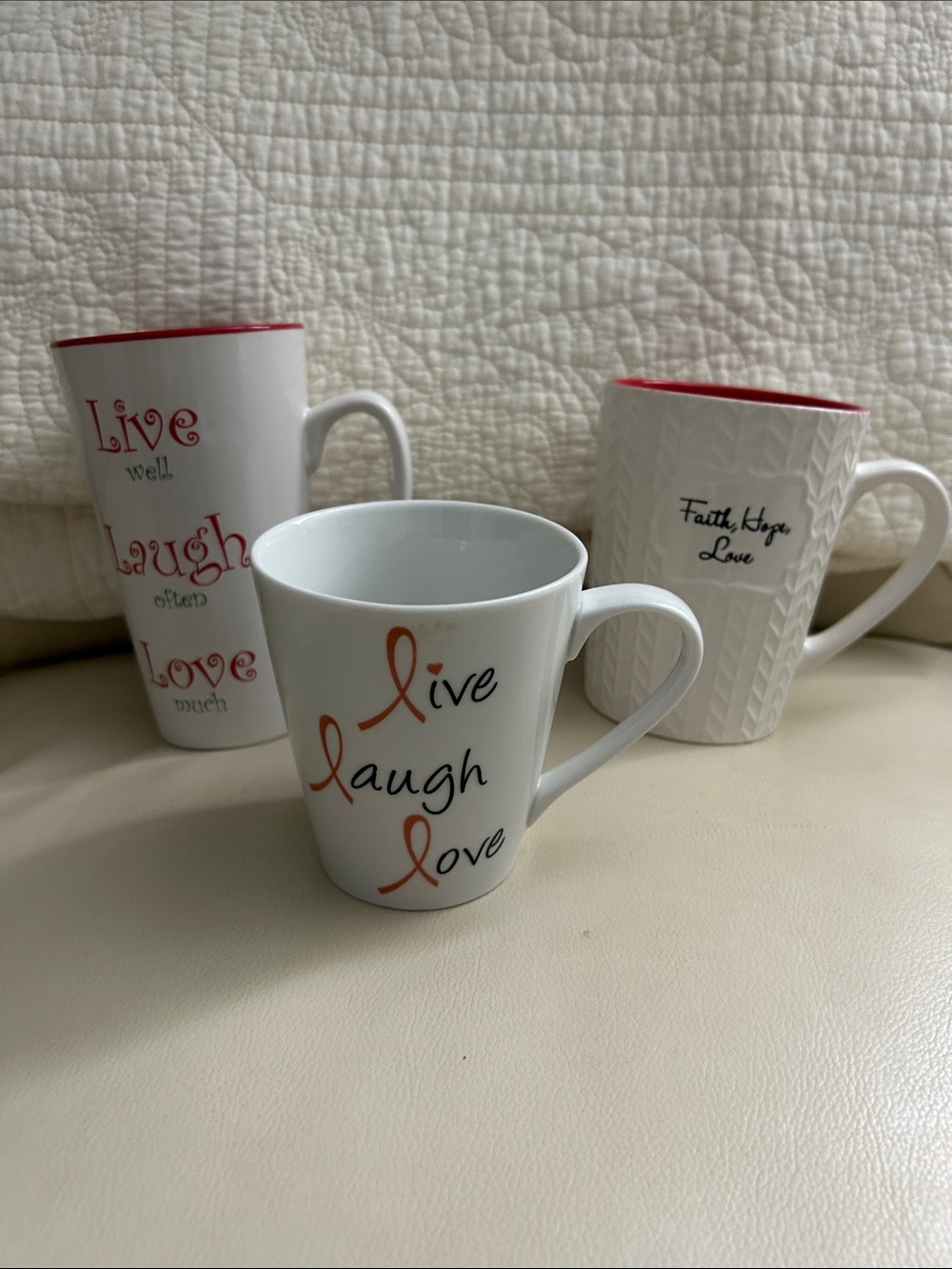 Live Laugh Love White Ceramic Mug - Inspirational Dining Cup